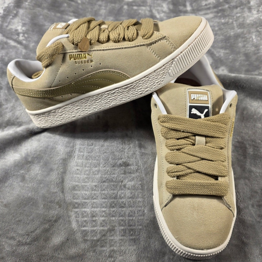 Puma Suede‎ XL Sneakers Women Size 8 Putty White Chunky Low Top Shoes NWOB